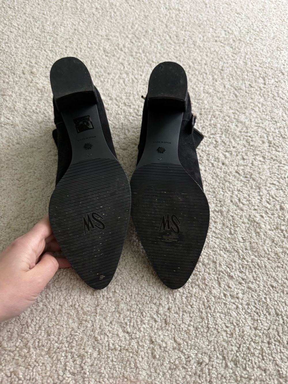 Stuart Weitzman Black Suede Pointed-Toe Ankle Booties - Picture 7 of 7